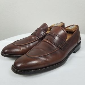 Bally Switzerland Brown Luxury Leather Round Toe Penny Loafers Size 9.5